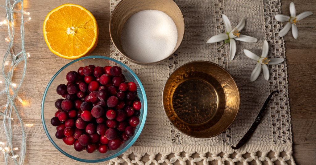 Cranberry sauce flat lay